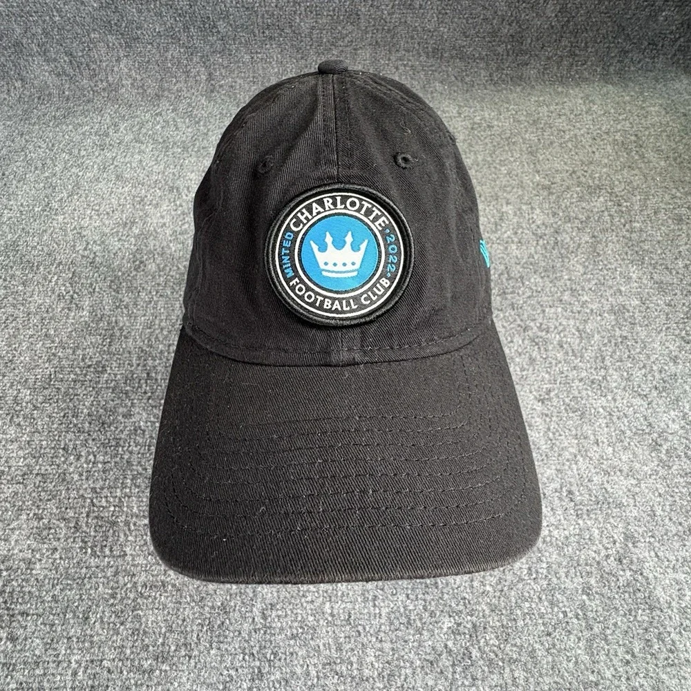Charlotte FC New Era Hat & Ruffneck Scarf Set Black Blue MLS Soccer Adjustable